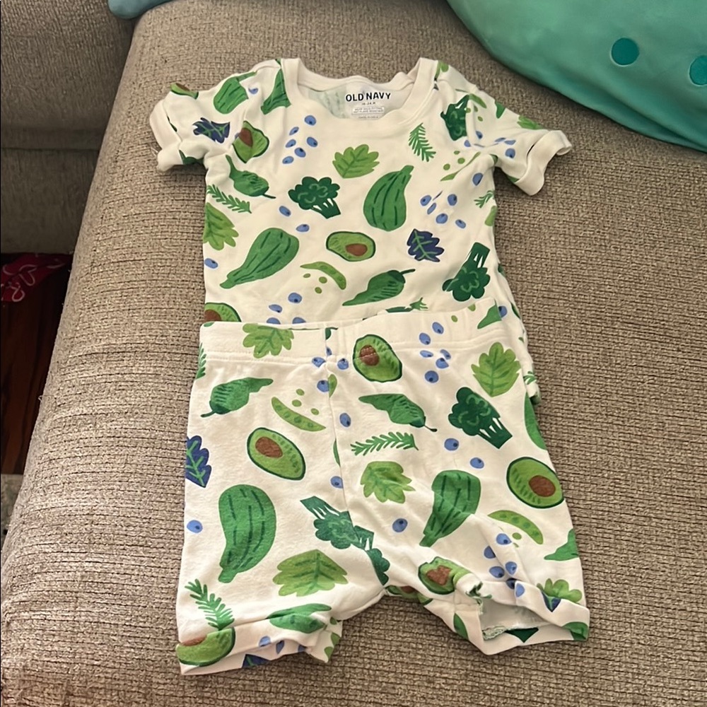 Old Navy Baby Pajamas with Green and Blue Pattern